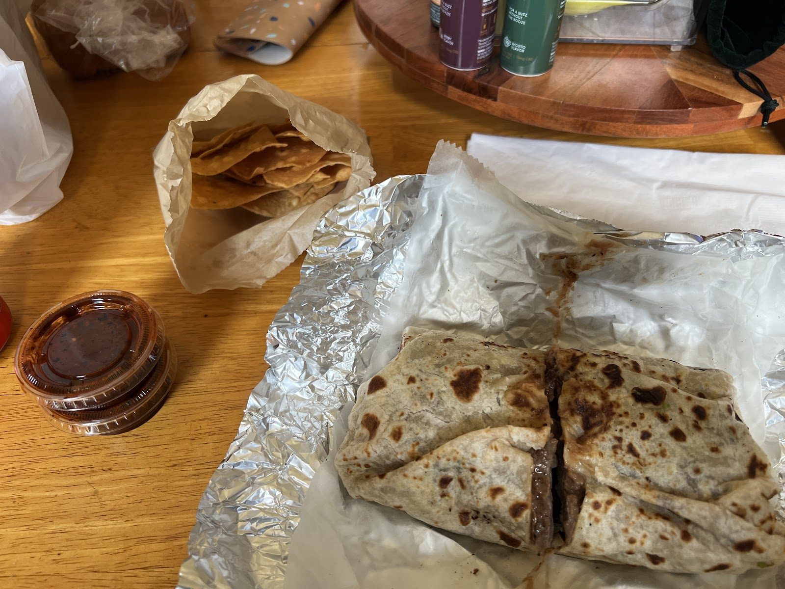 Burrito cut in half