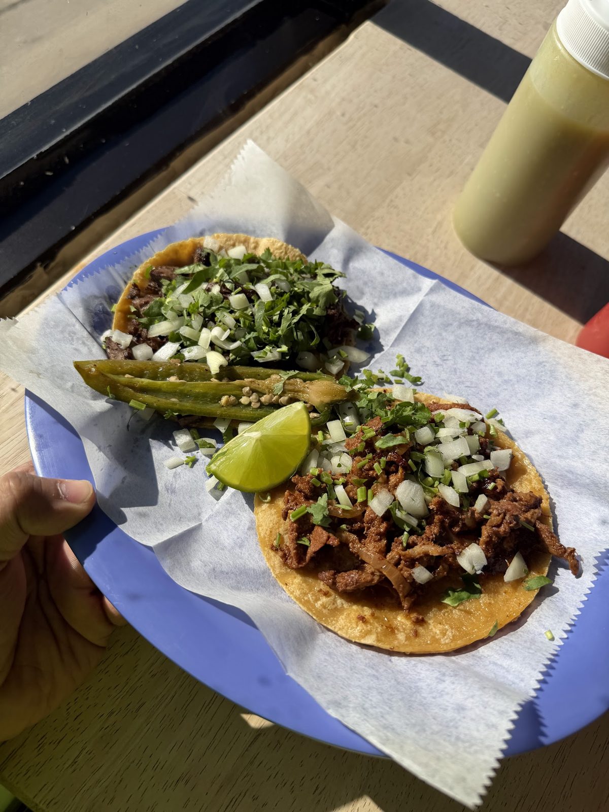 Tacos with cilantro and onion